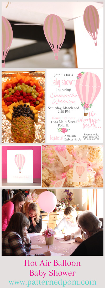 Simple baby shower set up with hot air balloon decor