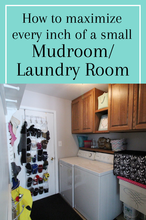 Need help maximizing every inch of a small laundry room that also doubles as a mudroom?  Try these home organization tips for a combination mudroom laundry room. Included are ideas for helping kids manage their own coats and mittens, a DIY baseball hat organizer, and making use of an old wash sink.