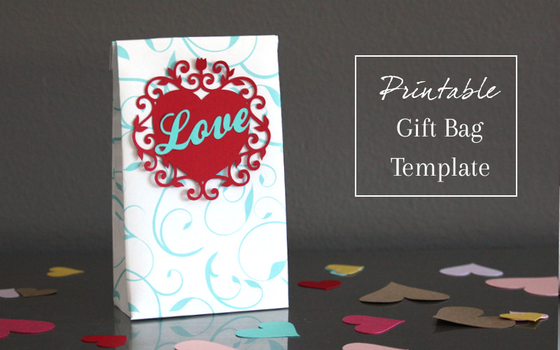 DIY Printable Valentine's Day One Sheet of Paper Gift Bag Template. 