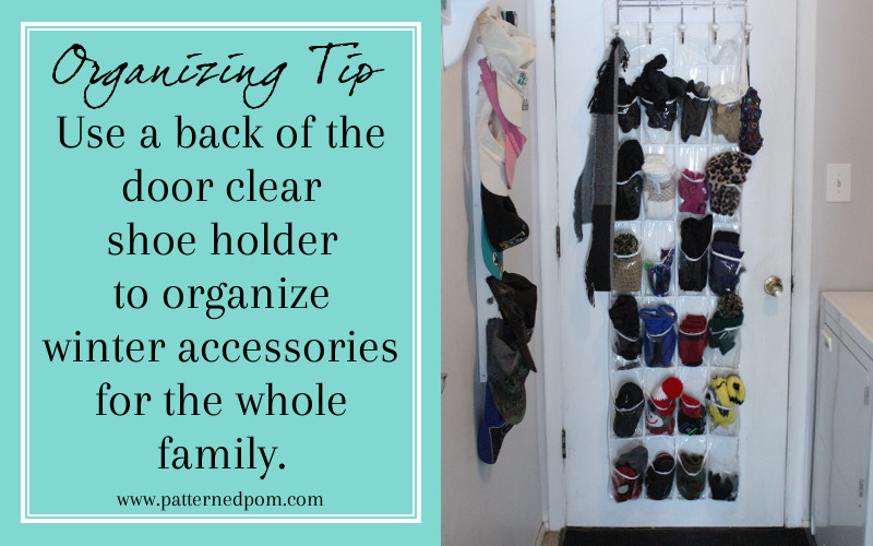 Organize all of your winter accessories like hats, gloves, mittens, and scarves all in one convenient place - on the back of the door leaving the house.