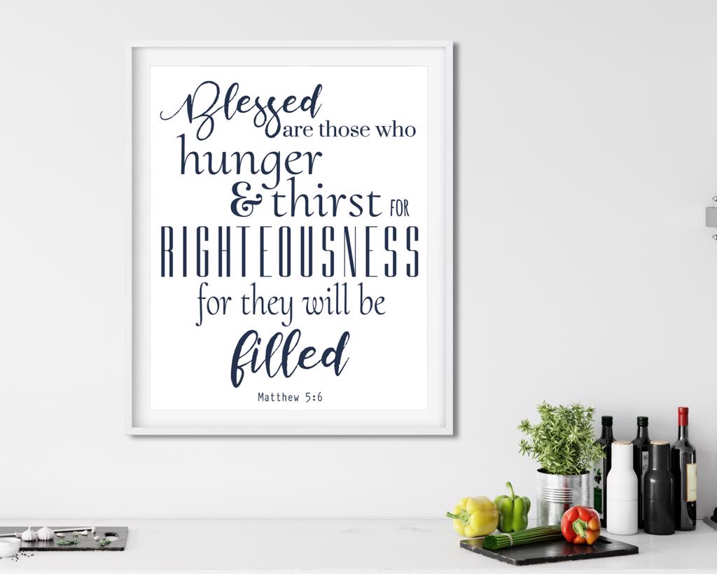 Patterned Pomegranate Kitchen Printable Scripture Quote Matthew 5 6